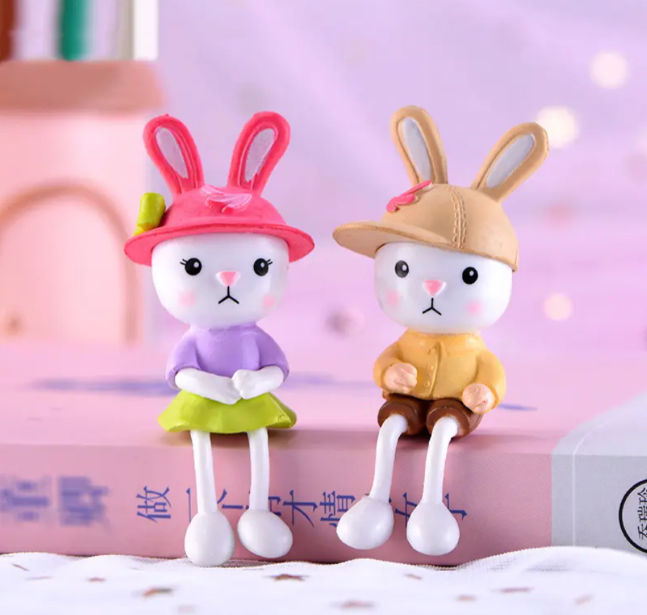 YOURKARTS.COM Cute Cat Figurine Letter Set, Love Decorative Display, Pink and Blue, for Car Dashboard, Kids Room & Decor Set of 4 (Bunny)