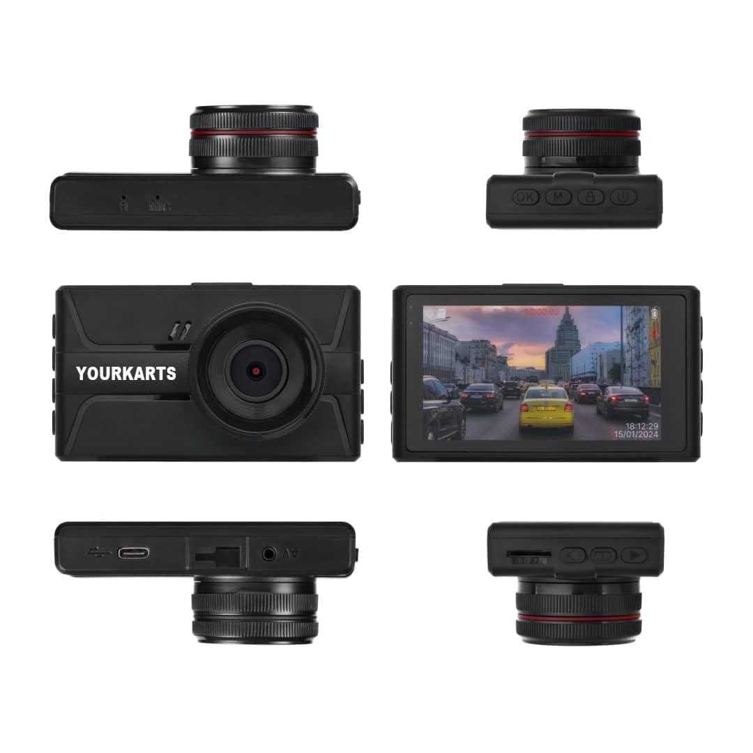 YOURKARTS.COM T968 Pro Dual Dash Camera – Full HD 1080P + 720P Front & Rear Camera with 3-Inch IPS Display,G-Sensor, and Night Vision-18 Months Warranty