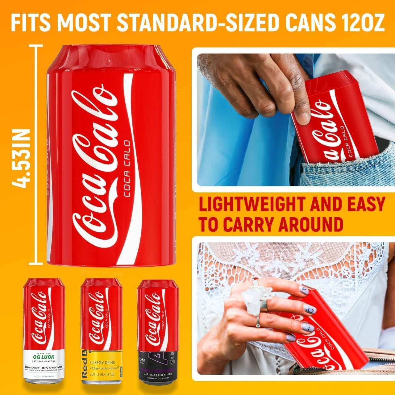 YOURKARTS.COM Silicone Can Sleeve for Cola Beer for 550ML Cans – Looks Like Regular Soda Can | Hide Alcoholic Beverage Easily | Reusable Cooler Sleeve...