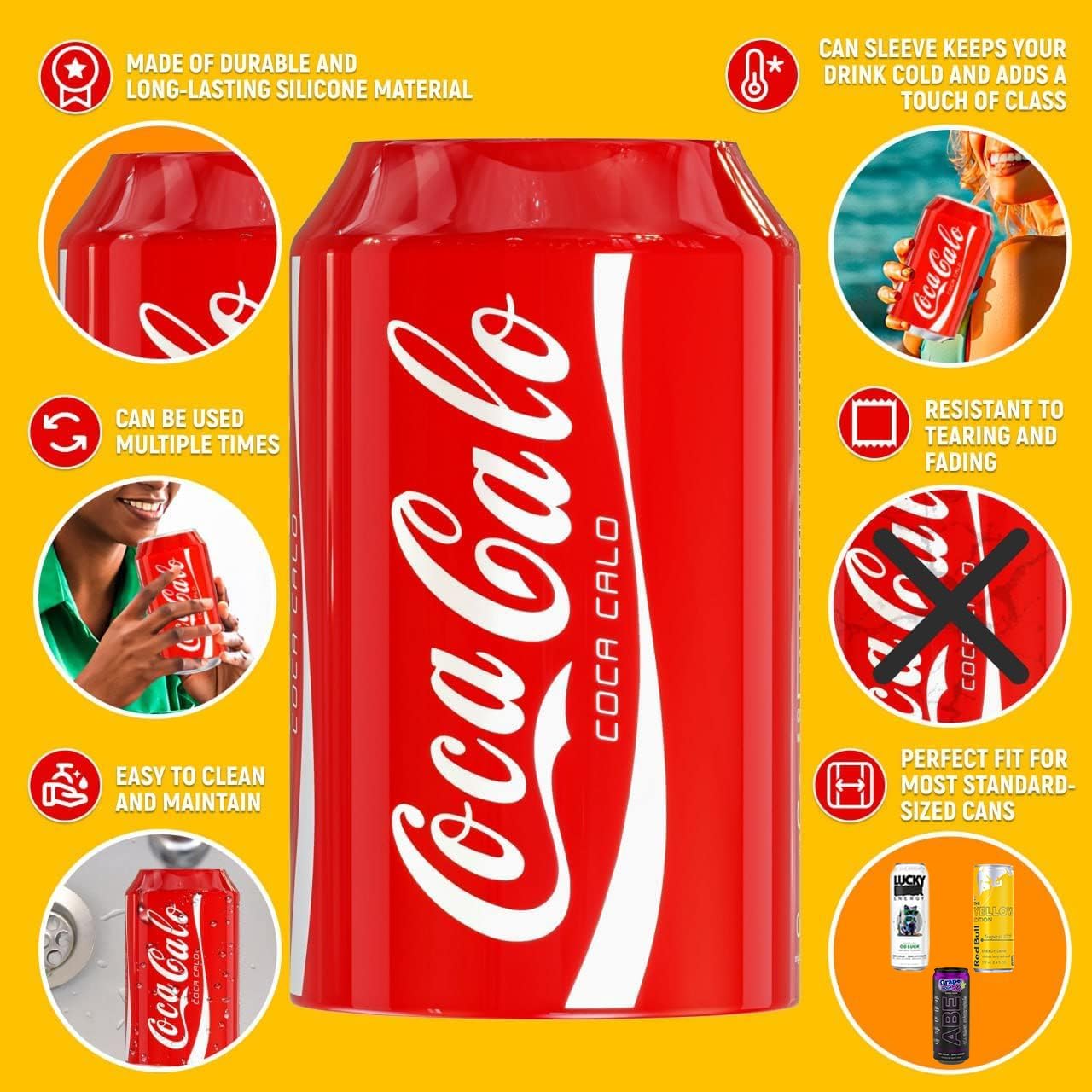 YOURKARTS.COM Silicone Can Sleeve for Cola Beer for 550ML Cans – Looks Like Regular Soda Can | Hide Alcoholic Beverage Easily | Reusable Cooler Sleeve...