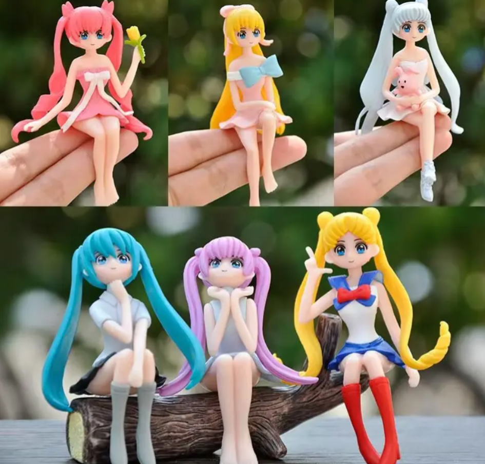 YOURKARTS.COM Car Mirror Hanging Anime Girls Showpiece, Office Desk Decor (Pink Hair)