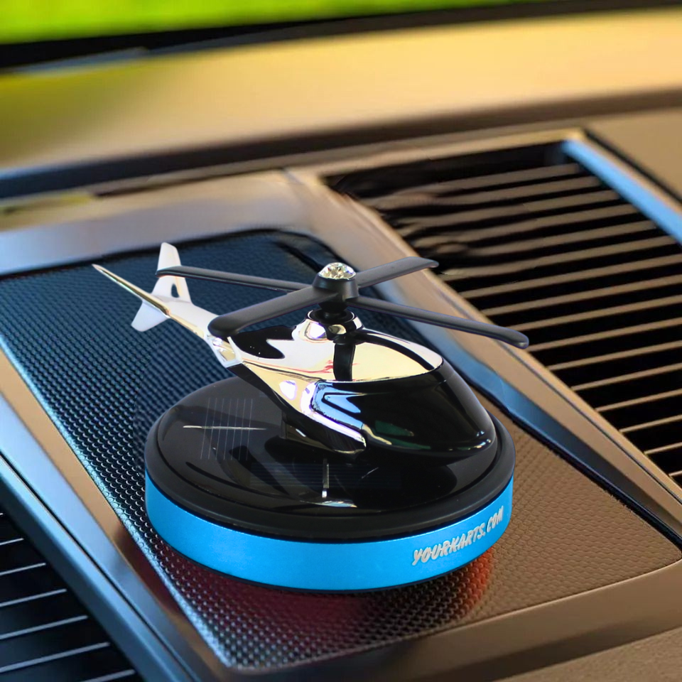 YOURKARTS Solar Helicopter Air Freshener | Solar-Powered Rotating Blades | Unique Car Dashboard Accessory | Aromatherapy for Cars, Offices, and Homes