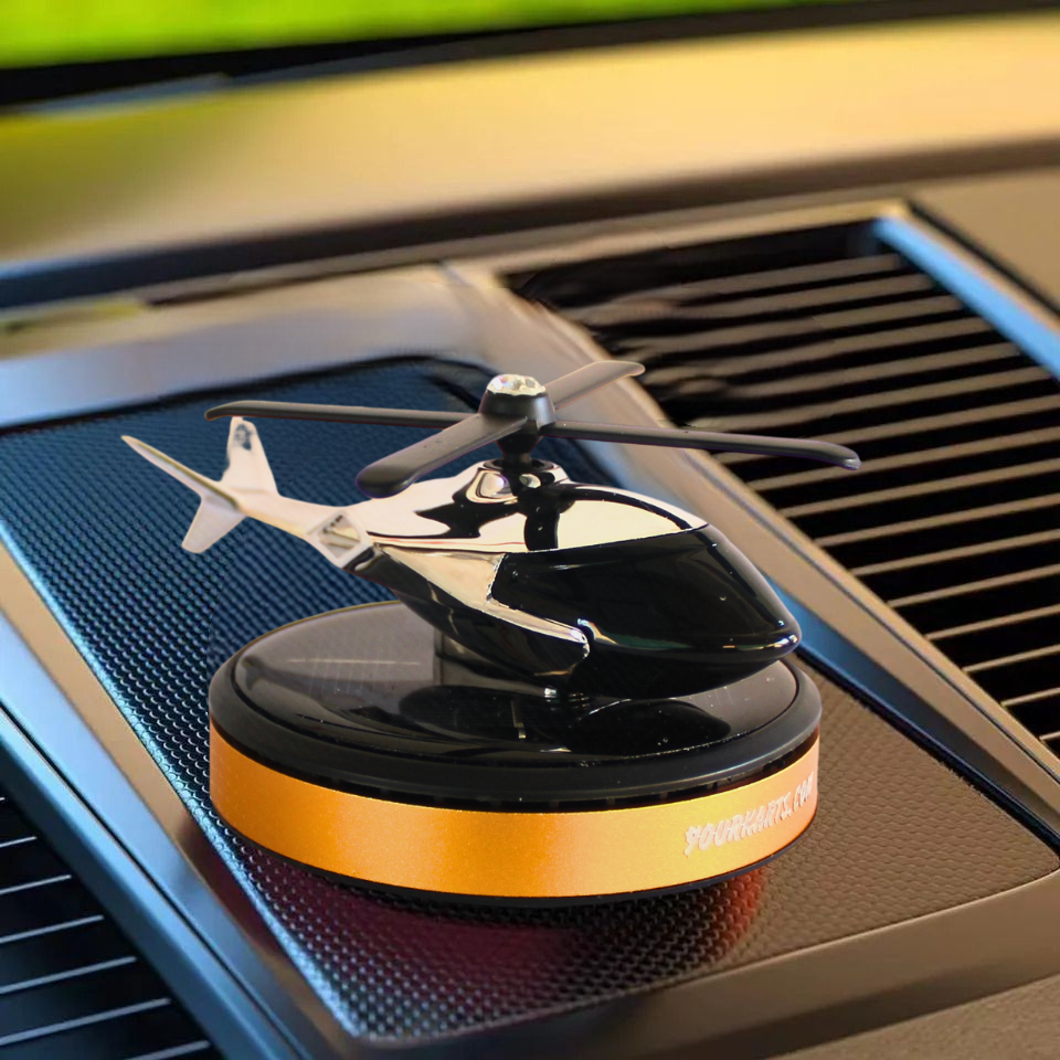 YOURKARTS Solar Helicopter Air Freshener | Solar-Powered Rotating Blades | Unique Car Dashboard Accessory | Aromatherapy for Cars, Offices, and Homes