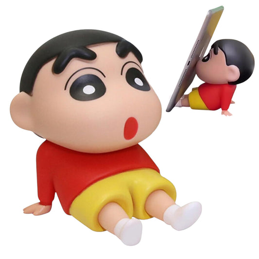 YOURKARTS.COM Cute Shin-Chan Phone Stand, ABS Doll Mobile Holder for Desk, Portable, Flexible (Red)