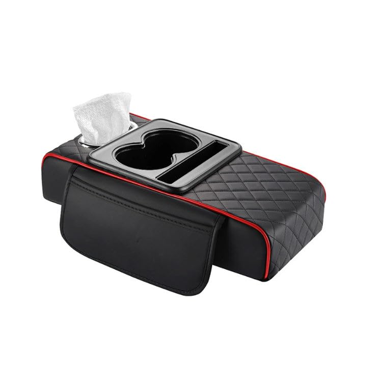Car Armrest Cushion Pad Phone Slot with Cup Holder, Center Console Pad Multipurpose Universal Fit for Cars