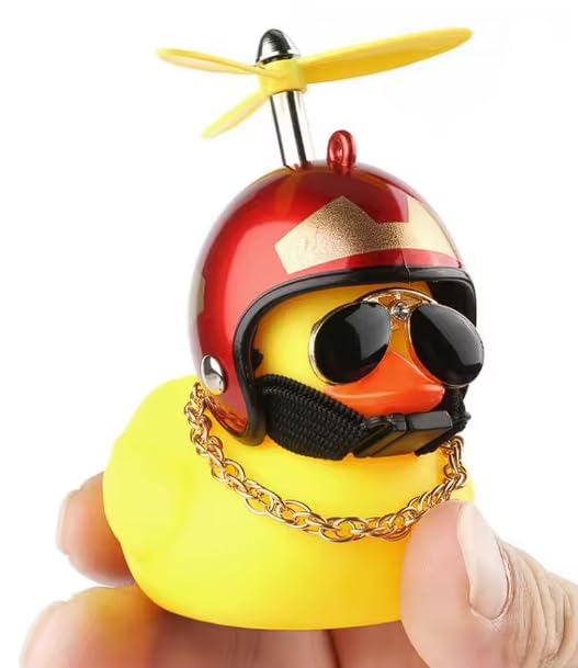 YOURKARTS.COM Cute Duck Design Car Dashboard Accessory - Pack of 3 Adorable Toy Duck with Propeller Helmet and Sunglasses