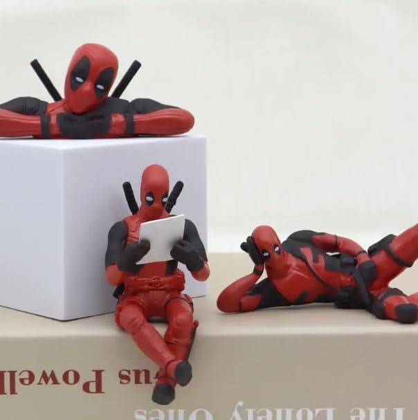 Yourkarts Dead Pool Action Figure PVC Model Movable Joint Set of 3 for Office Desk, Home Décor, Unique Decoration for Car Interiors