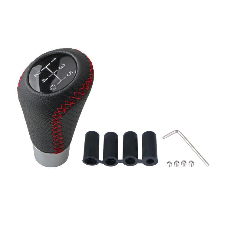 YOURKARTS.COM Leather & Chrome Gear Shift Knob - 5/6 Speed Manual/Automatic Transmission Gear Knob with Installation Kit