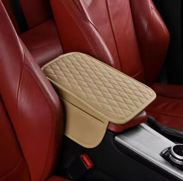 YOURKARTS Center Console Armrest Cover Pad with Side Pockets | Small Size for Hatchbacks & Sedans | Leather Auto Armrest Seat Box Cover