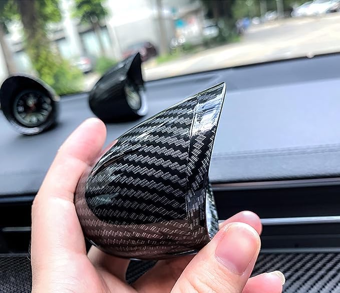 Mini Analog Car Dashboard Clock with Carbon Fiber Design (Black)
