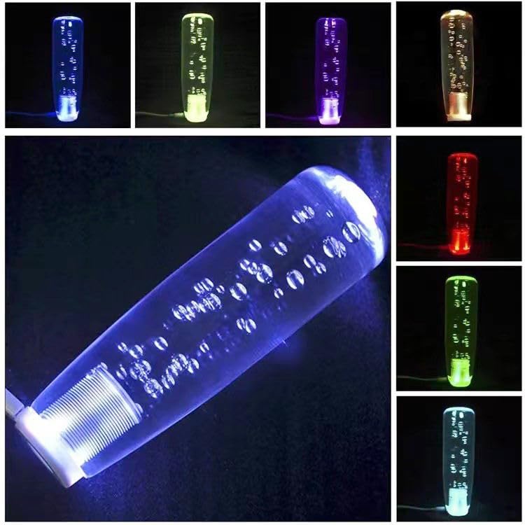 YOURKARTS.COM Crystal LED Gear Knob for Car – Universal Fit Design with USB Powered Multi-Color LED Light | Transparent Illuminated Gear Shifter for Manual Cars (Red, 20cm)