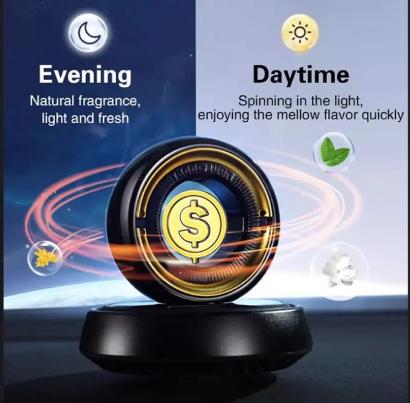 YOURKARTS.COM Good Luck Solar Perfume-Air Freshener For Car-For Car Dashboard With Perfume Liquid Gold Coin Design, 10 ml