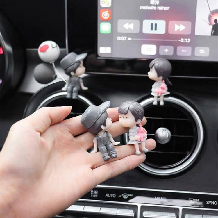 YOURKARTS.COM Cute Couple Universal Anti-Slip Car Dashboard Pad - Multi-Color Sticky Rubber Pad with Superior Grip Technology (Couple Kissing Grey)