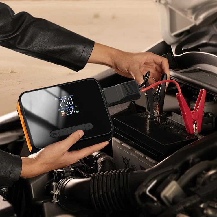 YOURKARTS.COM 2-in-1 Car Jump Starter & Tyre Inflator – 8000mAh Emergency Power Bank, 12V 1000A Peak Output, Dual USB Charging, LED Flashlight, 500A Start Current, 60W Air Compressor (CX-319)