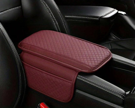 YOURKARTS Center Console Armrest Cover Pad with Side Pockets | Small Size for Hatchbacks & Sedans | Leather Auto Armrest Seat Box Cover