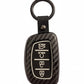YOURKARTS.COM Car Key Cover Premium Carbon A+ Design Compatible With Hyundai Creta 2024,Creta ev, Alcazar Luxury Waterproof Key Shell & Full Protection 4 Button (Carbon strip)