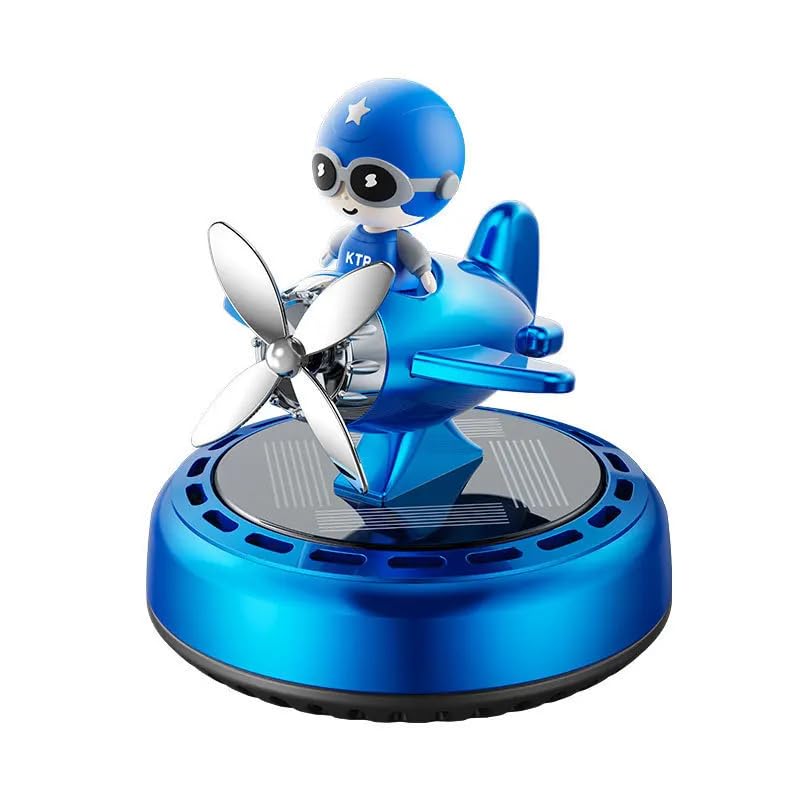 YOURKARTS.COM Solar Powered Car Perfume Diffuser/Dispenser different Car dashboard Aeroplane Solar models, Auto Rotation Fan with Perfume liquid & Organic Fragrance (Aeroplane with Pilot)
