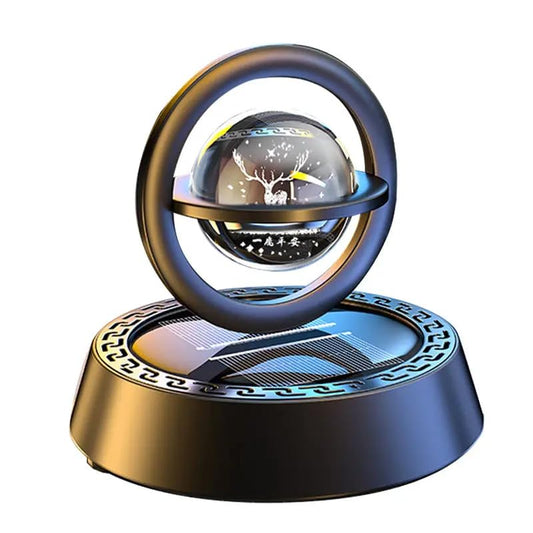 YOURKARTS.COM Car Perfume Diffuser Rotating Solar Air Freshener Double-ring Aromatherapy Diffuser Scent Car Decoration Interior Accessories (Solar Metal Vertical Ring)