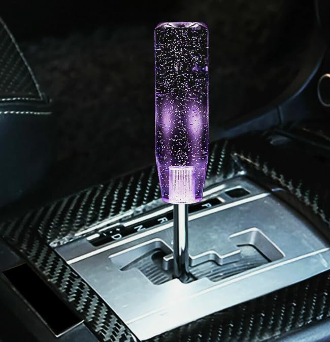YOURKARTS Gear Shift Knob Crystal Sparkle Styling 15CM & 10CM Sporty Handle Universal Gear Head for Manual Automatic Cars | Sleek Transparent Design with Shimmer Effect (Purple, 10cm)