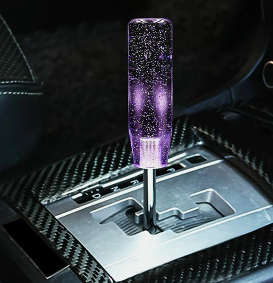 YOURKARTS Gear Shift Knob Crystal Sparkle Styling 15CM & 10CM Sporty Handle Universal Gear Head for Manual Automatic Cars | Sleek Transparent Design with Shimmer Effect (Purple, 10cm)