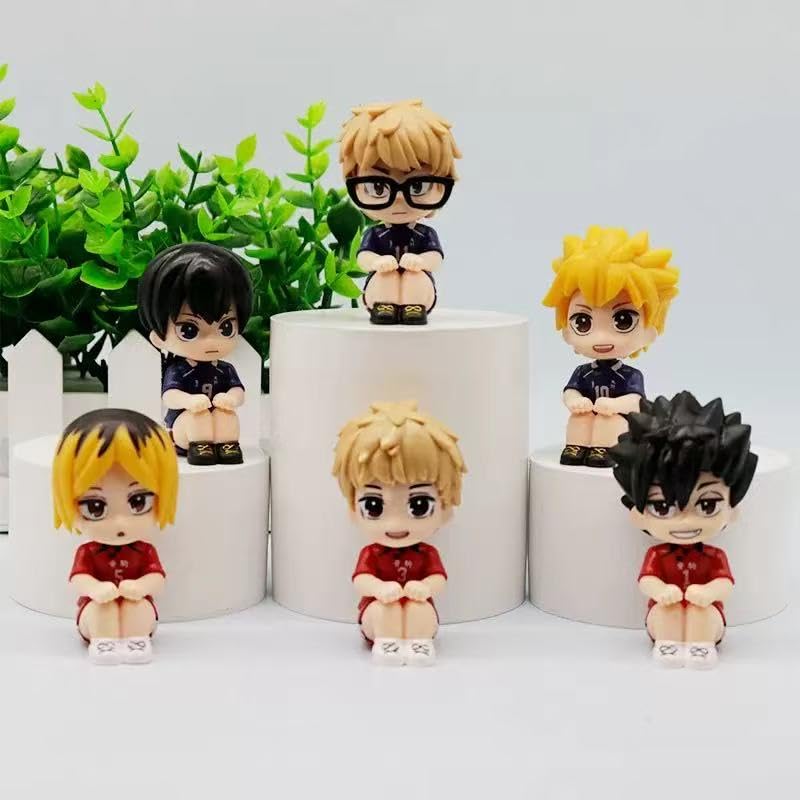 Volleyball Player Chibi Figurine Set of 2 Pieces, Sports Anime Collection, Miniature PVC Collectibles 6.5CM