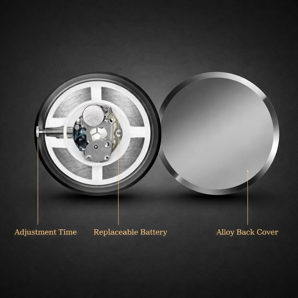 Stainless Steel Universal Car Dashboard Analog Clock, AC Vent Clip & 3M Tape Included
