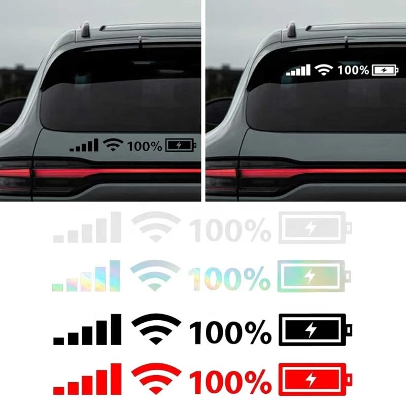 YOURKARTS.COM Car Decorative Stickers – Waterproof & Fade-Proof Sporty Stripe Design for Bonnet, Roof, Doors, and Sides | Easy to Apply Vinyl Wrap (Battery Sticker1)