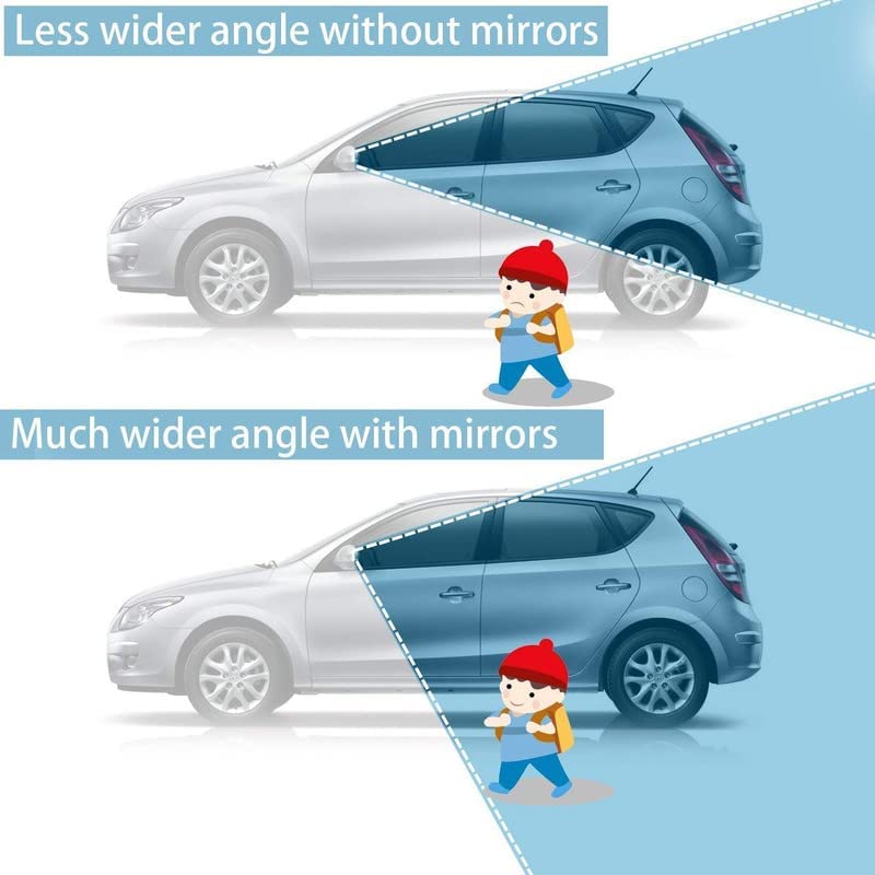 Car Wide Angle Blind Spot Rear Mirror Rectangle Convex Adjustable 360° Rotate (2 Pcs) for All Universal Vehicles