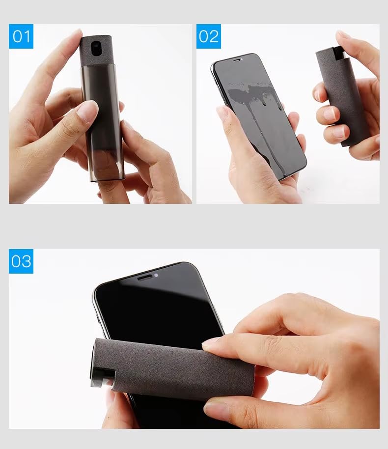 YOURKARTS.COM 2-in-1 Screen Cleaner Spray with Built-in Microfiber Cloth | Portable Cleaning Mist Any Displays | Refillable Anti-Dust Cleaning Tool (Screen Cleaner Spray Bottle)