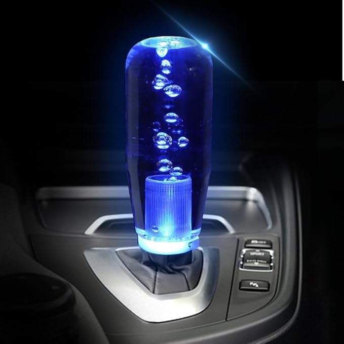 YOURKARTS.COM Crystal LED Gear Knob for Car – Universal Fit Design with USB Powered Multi-Color LED Light | Transparent Illuminated Gear Shifter for Manual Cars (Blue, 20cm)