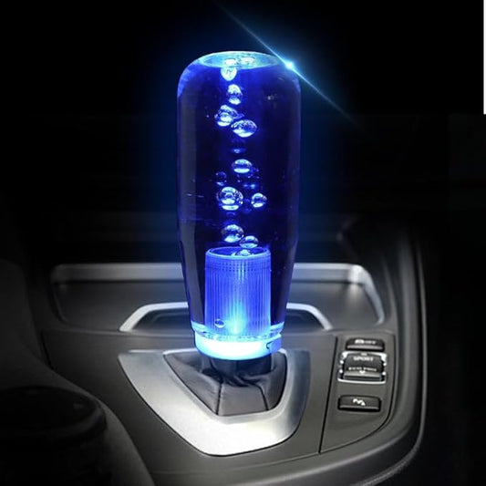 YOURKARTS.COM Crystal LED Gear Knob for Car – Universal Fit Design with USB Powered Multi-Color LED Light | Transparent Illuminated Gear Shifter for Manual Cars (Blue, 20cm)
