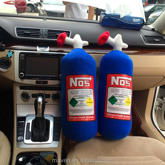 YOURKARTS.COM NOIS Blue Toys NOS Nitrous Oxide Bottle Soft Turbo Gifts Decor Headrest Neck Rest Pillow (Set Of 2)