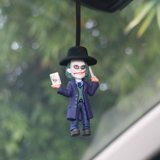 YOURKARTS Comic Villain Upside Down Hanging Car Ornament Unique Dashboard Toy Quirky Interior Car Decoration Gift Idea for Fans Collectible PVC Figure for Mirror (Hanging Joker with Knife)