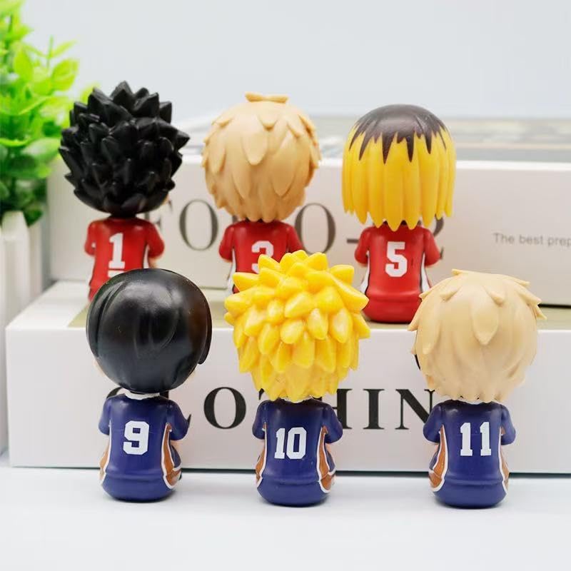Volleyball Player Chibi Figurine Set of 2 Pieces, Sports Anime Collection, Miniature PVC Collectibles 6.5CM