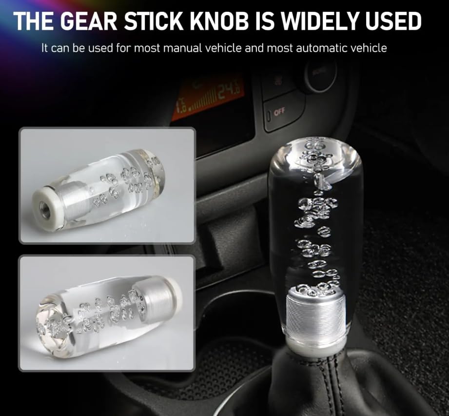 YOURKARTS LED Crystal Bubble Styling Sporty Handle Gear Shift Knob Manual/Automatic Universal conical Shape