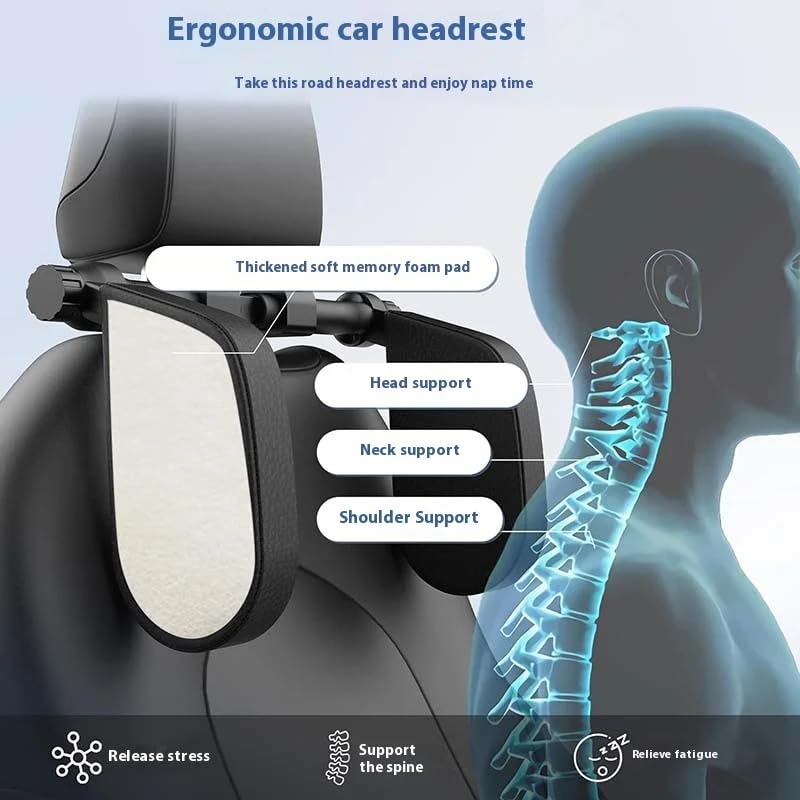 YOURKARTS.COM Headrest Cushion|Car Seat Headrest Support Pillow for Kids|Adjustable Travel Sleeping Head Support for Car|Side Neck Protector for Children & Adults|Universal Fit for Most Car Seats