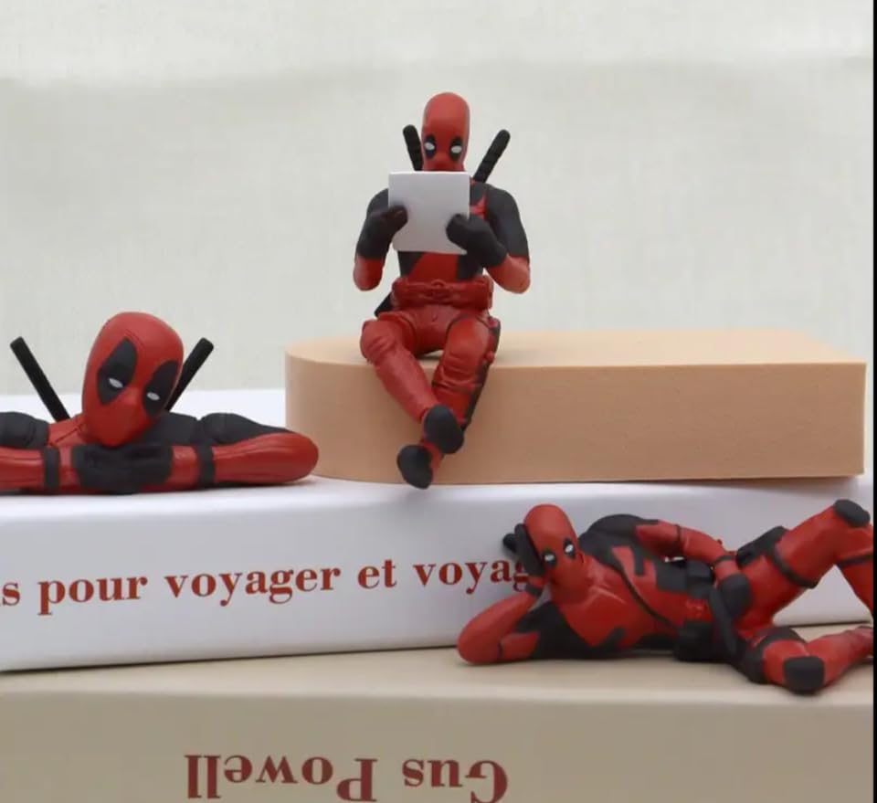 Yourkarts Dead Pool Action Figure PVC Model Movable Joint Set of 3 for Office Desk, Home Décor, Unique Decoration for Car Interiors