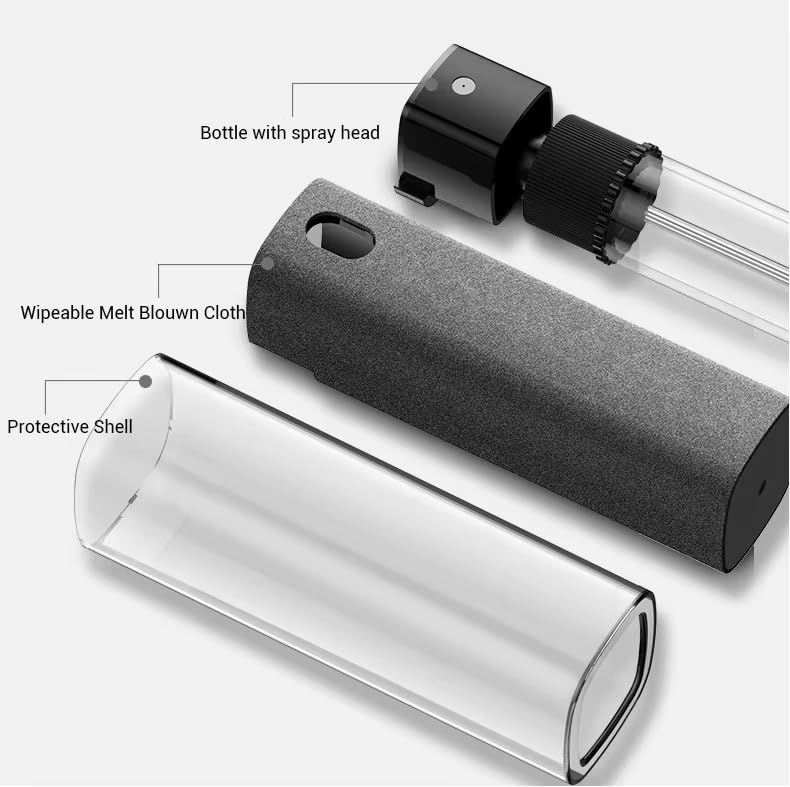YOURKARTS.COM 2-in-1 Screen Cleaner Spray with Built-in Microfiber Cloth | Portable Cleaning Mist Any Displays | Refillable Anti-Dust Cleaning Tool (Screen Cleaner Spray Bottle)