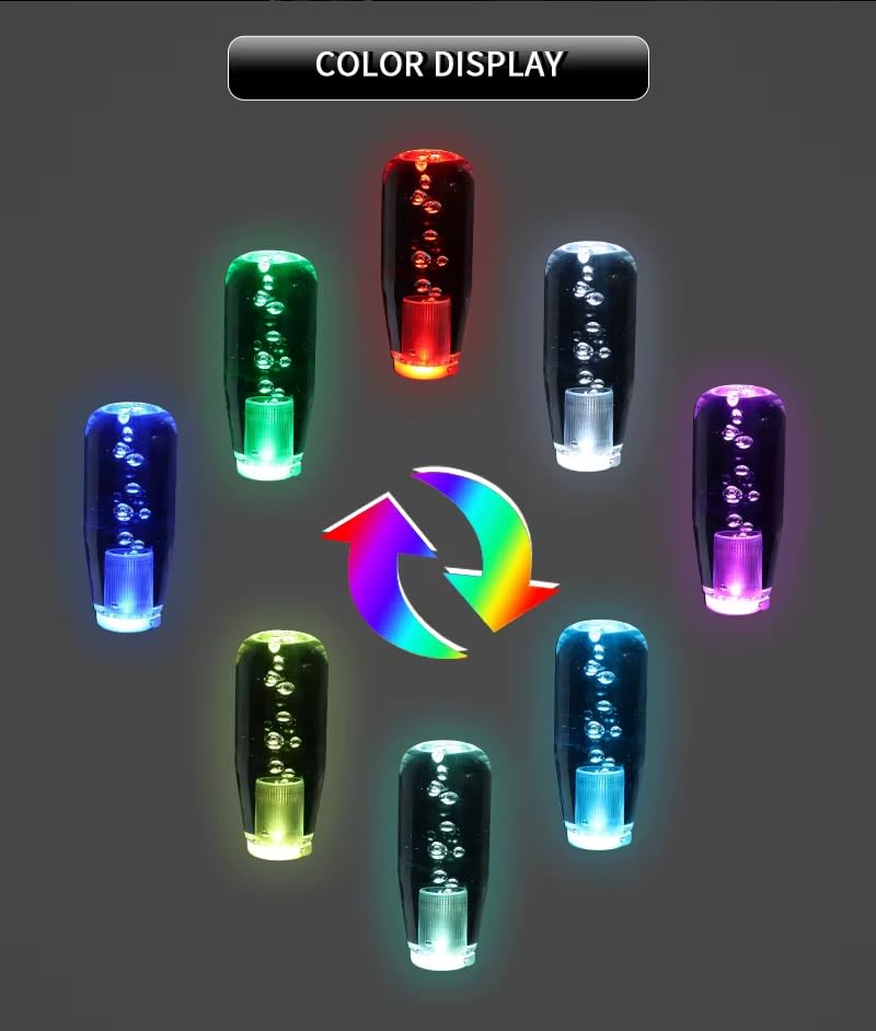 YOURKARTS.COM Crystal LED Gear Knob for Car – Universal Fit Design with USB Powered Multi-Color LED Light | Transparent Illuminated Gear Shifter for Manual Cars (White, 20cm)