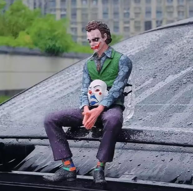 YOURKARTS.COM Big Joker Character 24cm Sitting Position Action Figure – Comic Villain Masked Model for Car Dashboard, Desk Display & Room Décor | Premium Statue Showpiece for Interior & Exterior Decoration