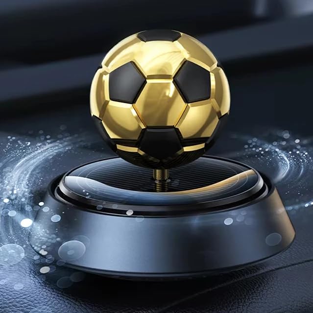 YOURKARTS.COM Solar Powered Football Trophy Display Stand with Gold Boot and Ball, Red and Black Base, Decorative Sports Memorabilia (M, Football)