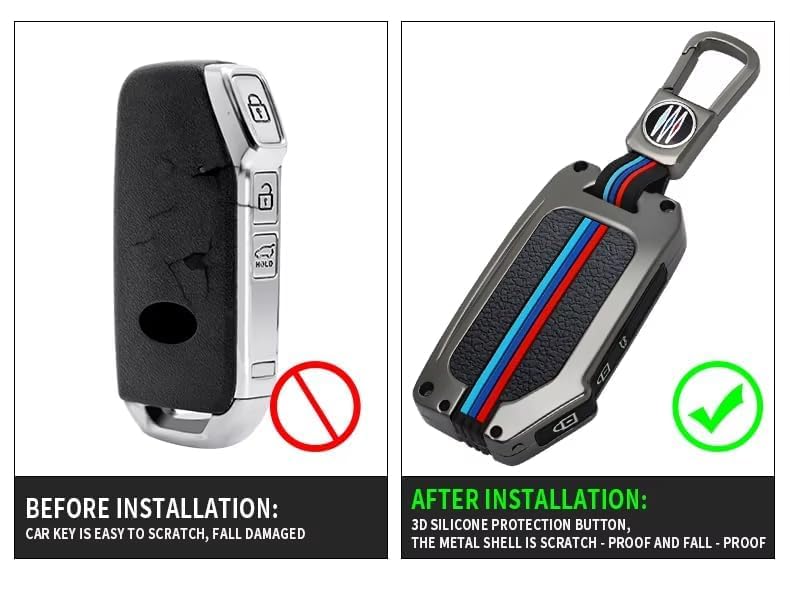 YOURKARTS.COM Car Key Case Cover compatible with KIA Seltos K2, K3 KX5 KX7 K4, K3 KX3 Carnival Carens Sorento Cadenza Sportage RIO – Metal Protection Shell (K!A)