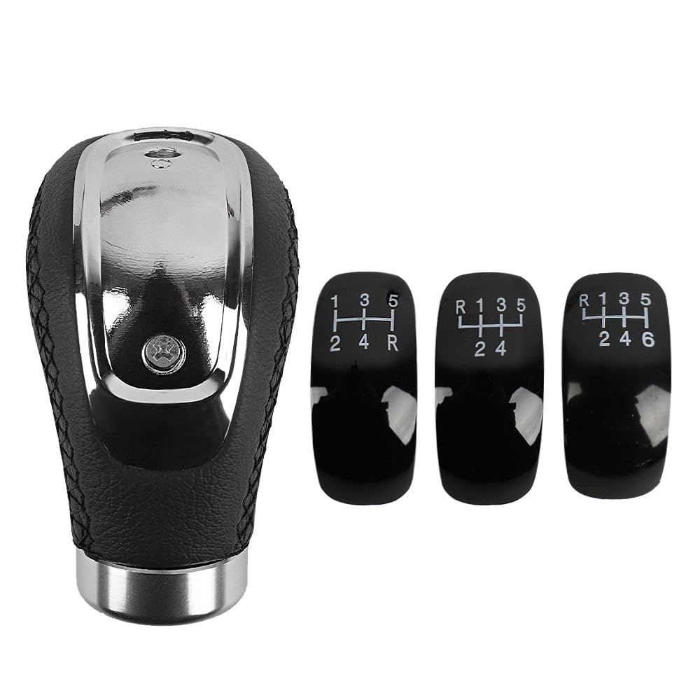 YOURKARTS.COM Leather & Chrome Gear Shift Knob - 5/6 Speed Manual/Automatic Transmission Gear Knob with Installation Kit