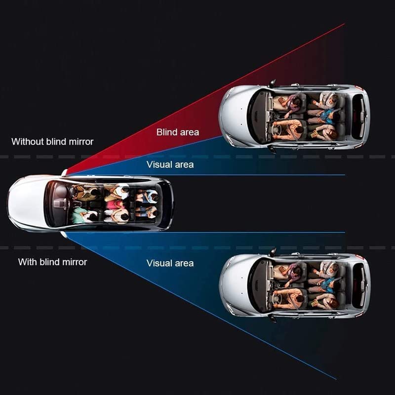 Car Wide Angle Blind Spot Rear Mirror Rectangle Convex Adjustable 360° Rotate (2 Pcs) for All Universal Vehicles