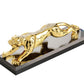 Realistic Luxury Golden Leopard, Jaguar Showpiece for Car & Home Decor (Gold Glass)