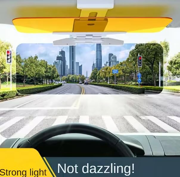 Yourkarts 2-in-1 Car Sun Visor HD Anti-Glare Day & Night Vision Driving Mirror - UV Protection, Foldable, Clear View