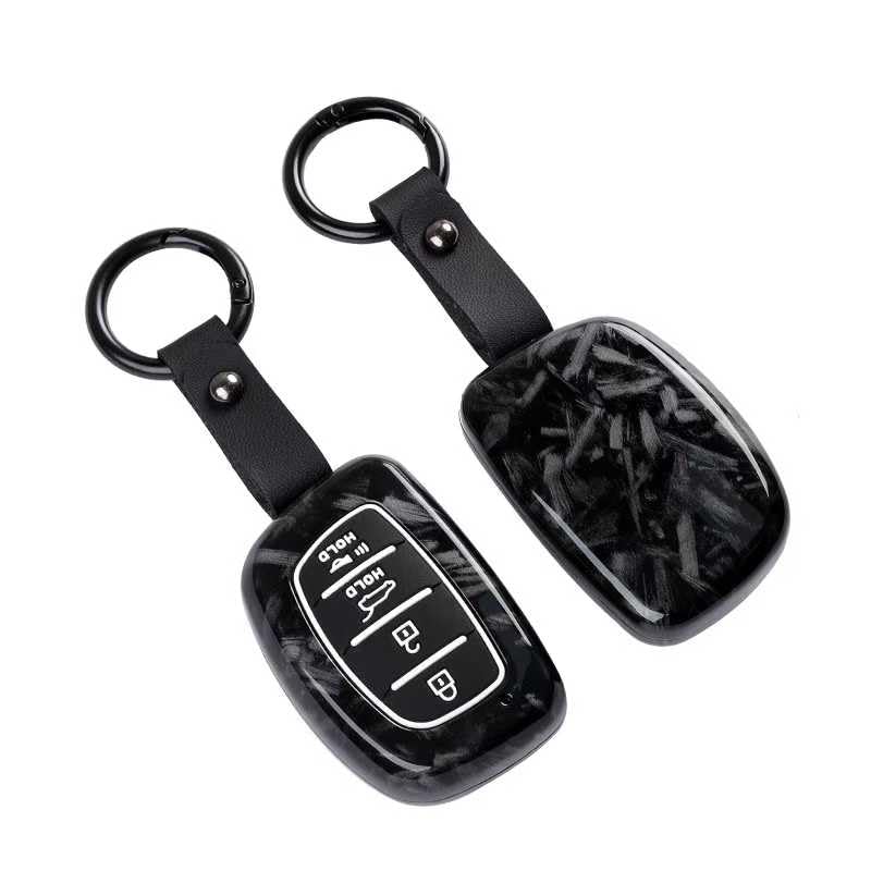 YOURKARTS.COM Car Key Cover Premium Carbon A+ Design Compatible With Hyundai Creta 2024,Creta ev, Alcazar Luxury Waterproof Key Shell & Full Protection 4 Button