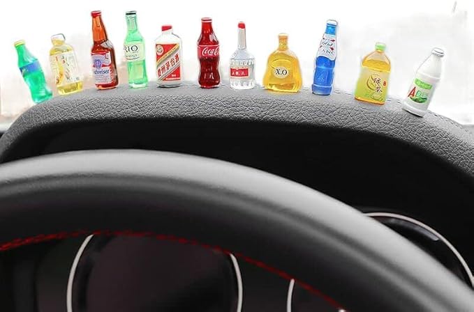 Yourkarts mini bottle showpiece set of 10 for car dashboard,Office Desk, Home Décor, Unique Decoration for Car Interiors