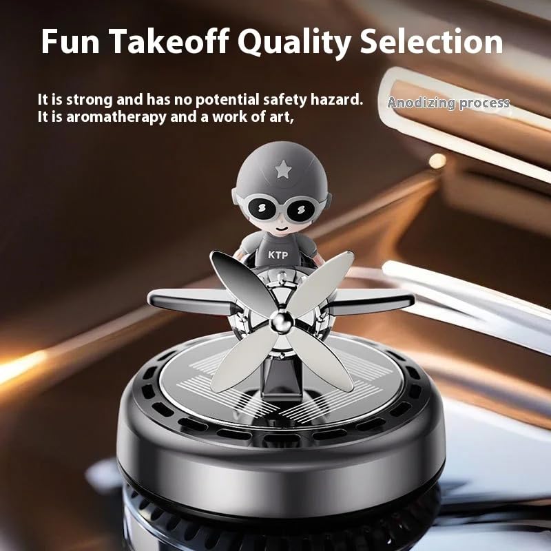YOURKARTS.COM Solar Powered Car Perfume Diffuser/Dispenser different Car dashboard Aeroplane Solar models, Auto Rotation Fan with Perfume liquid & Organic Fragrance (Aeroplane with Pilot)