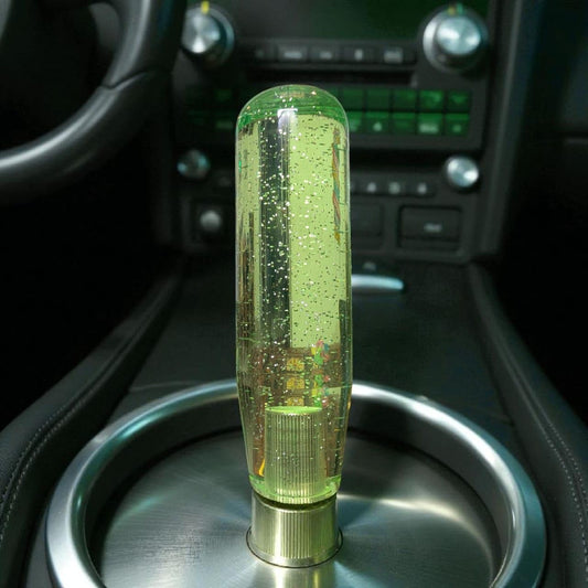 YOURKARTS Gear Shift Knob Crystal Sparkle Styling 10CM Sporty Handle Universal Gear Head for Manual Automatic Cars | Sleek Transparent Design with Shimmer Effect (Green, 10cm)
